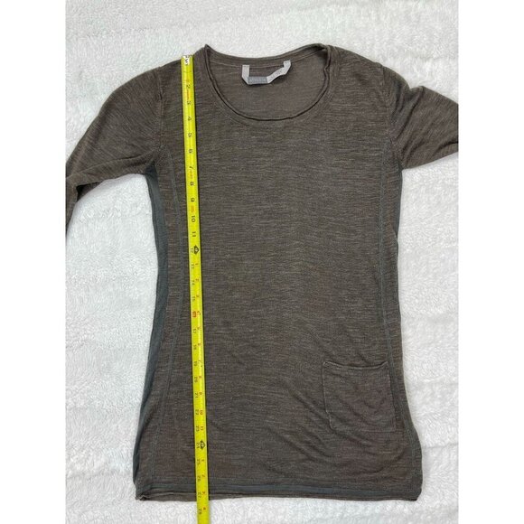 Athleta Linen Blend Long Sleeve Shirt Small Tunic Pocket Lightweight Silk - Picture 7 of 8